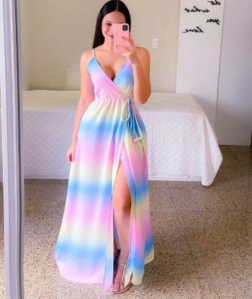 Dress in Blue/Orange