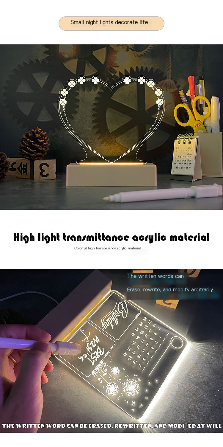 Glowing Night Light Acrylic Calendar Memo Board 2