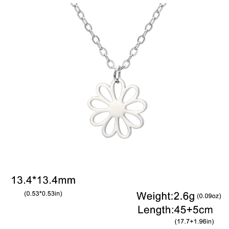 Stainless Steel Flower Pendant Necklace