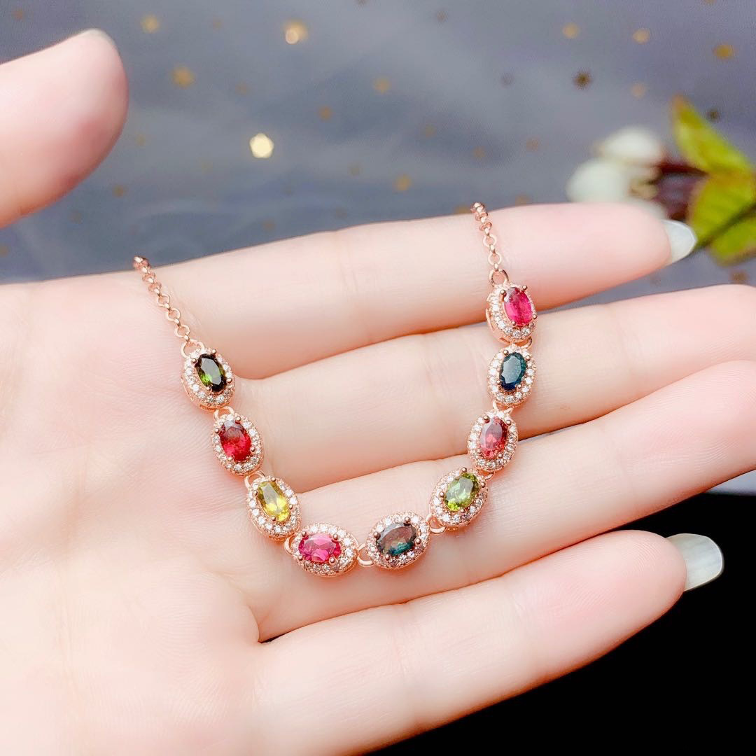 925 Silver Inlaid Tourmaline Bracelet