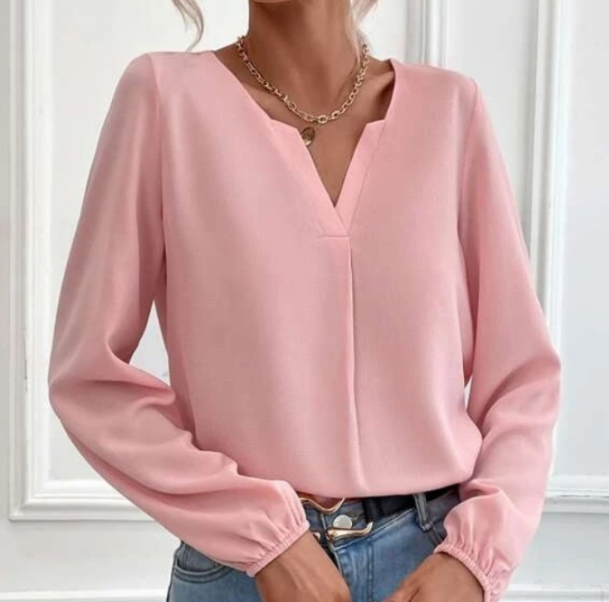 Solid Color Loose Pullover Chiffon Shirt - Image 2