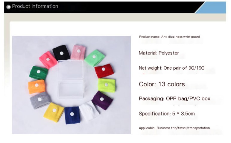 Anti-Nausea Wristband Blue
