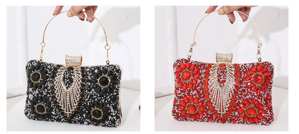 Elegant Crystal Flower Handbag