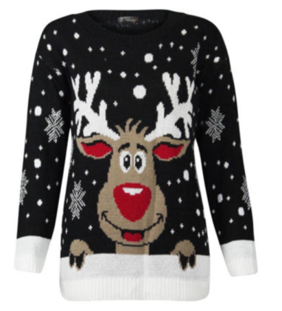 Christmas Antlers Cute Print Crew Neck Sweater Image 3