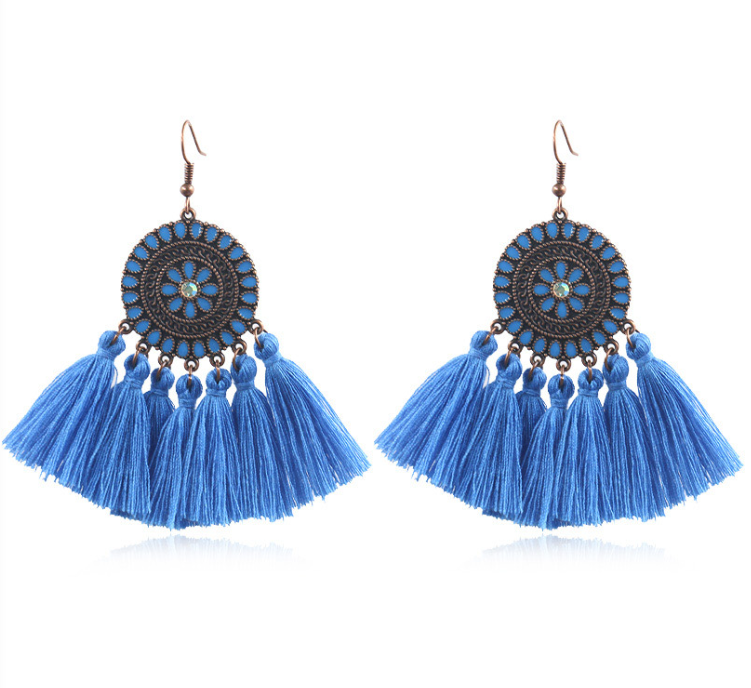 Sunflower Tassel Earrings - Light Green