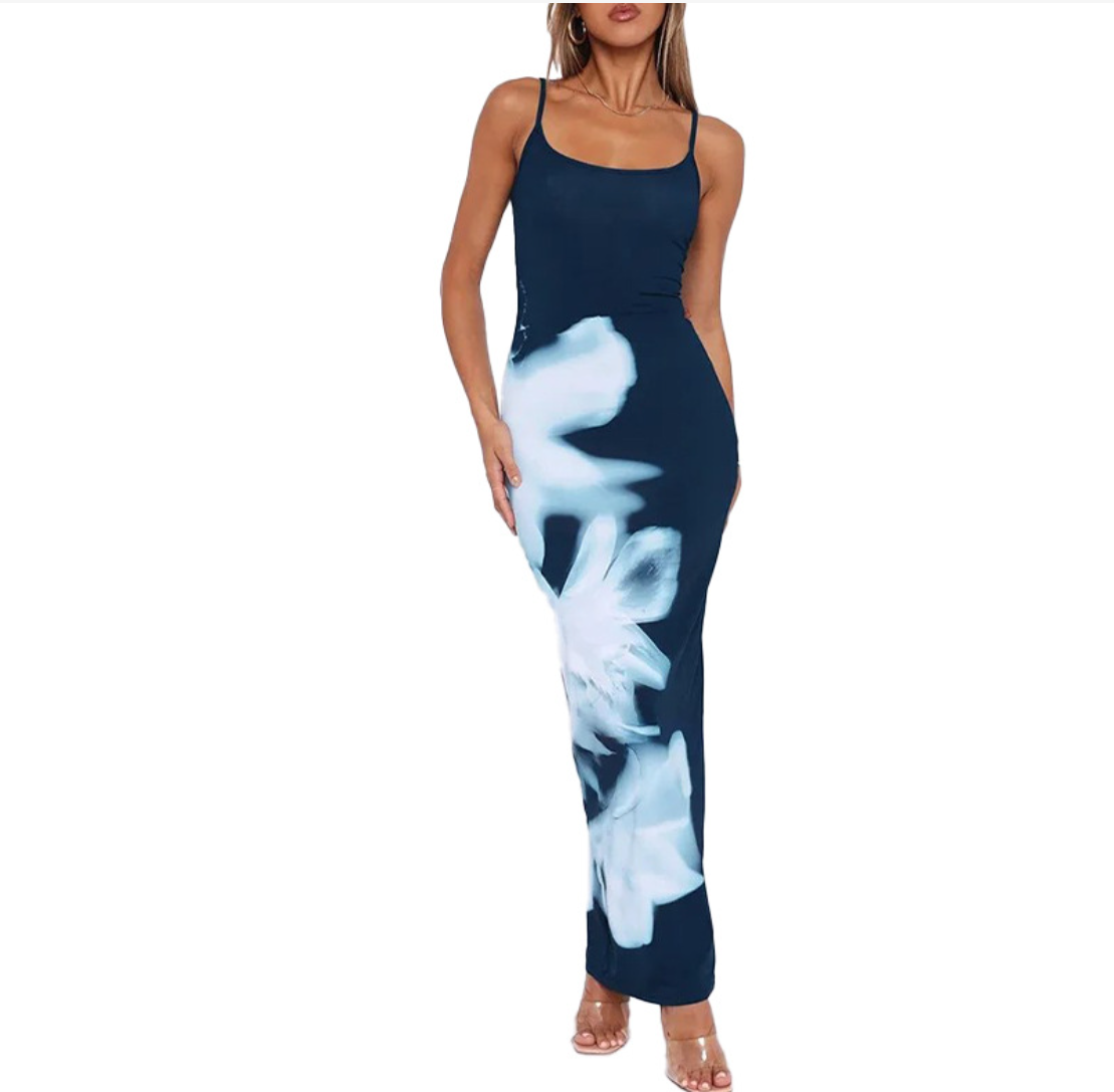 Blue Floral Maxi Dress Image 2