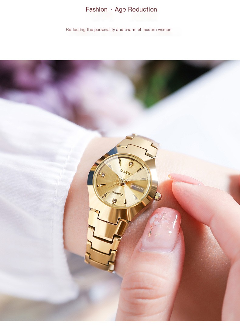 Rose Gold Rectangular Waterproof Watch 1