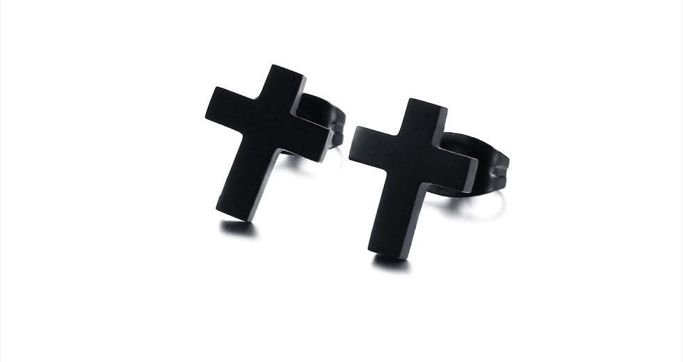 Cross Earrings on Model
