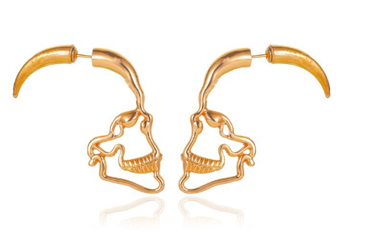 Silvery Punk Skull Earrings