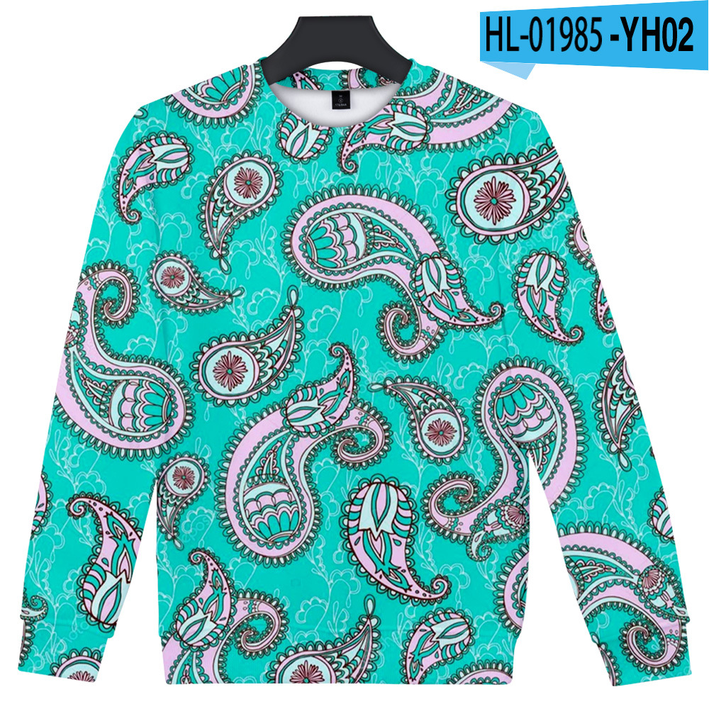 3D Geometric Pattern Printed Casual Oversize Round Neck Sweater
