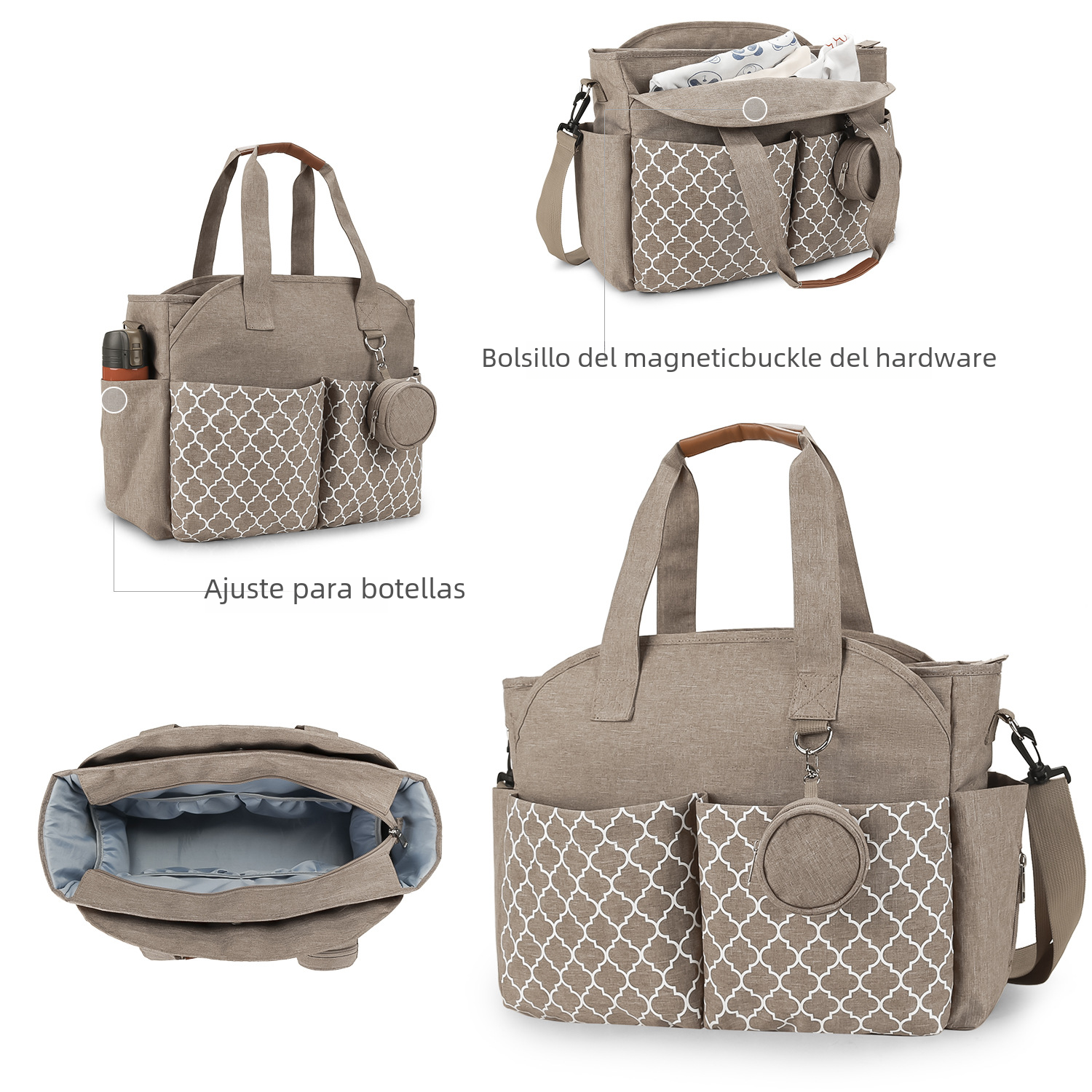 New portable single shoulder mummy bag printed geometric with pacifier package mother and baby travel outdoor mother bag image