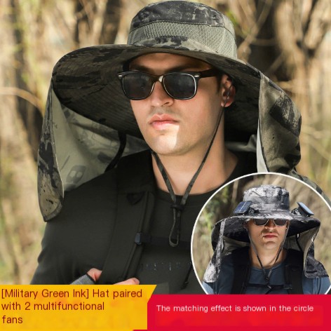 Dayan Sunscreen Sun Hat Outdoor Sunshade Big Shawl Neck Protection Hat Large Wind Power Rechargeable Solar Dual Fan Hat
