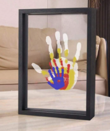 Pet DIY photo frame colourful graffiti hand and foot prints memorial photo frame can be hung or displayed image