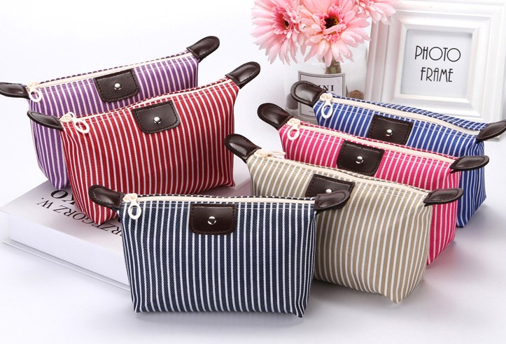 Striped Dumpling Cosmetic Bag
