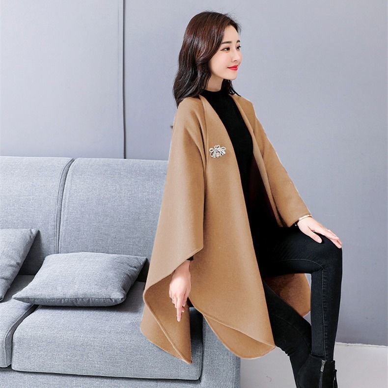 Fashion Longfengni Women's Woolen Cape Coat Image 3