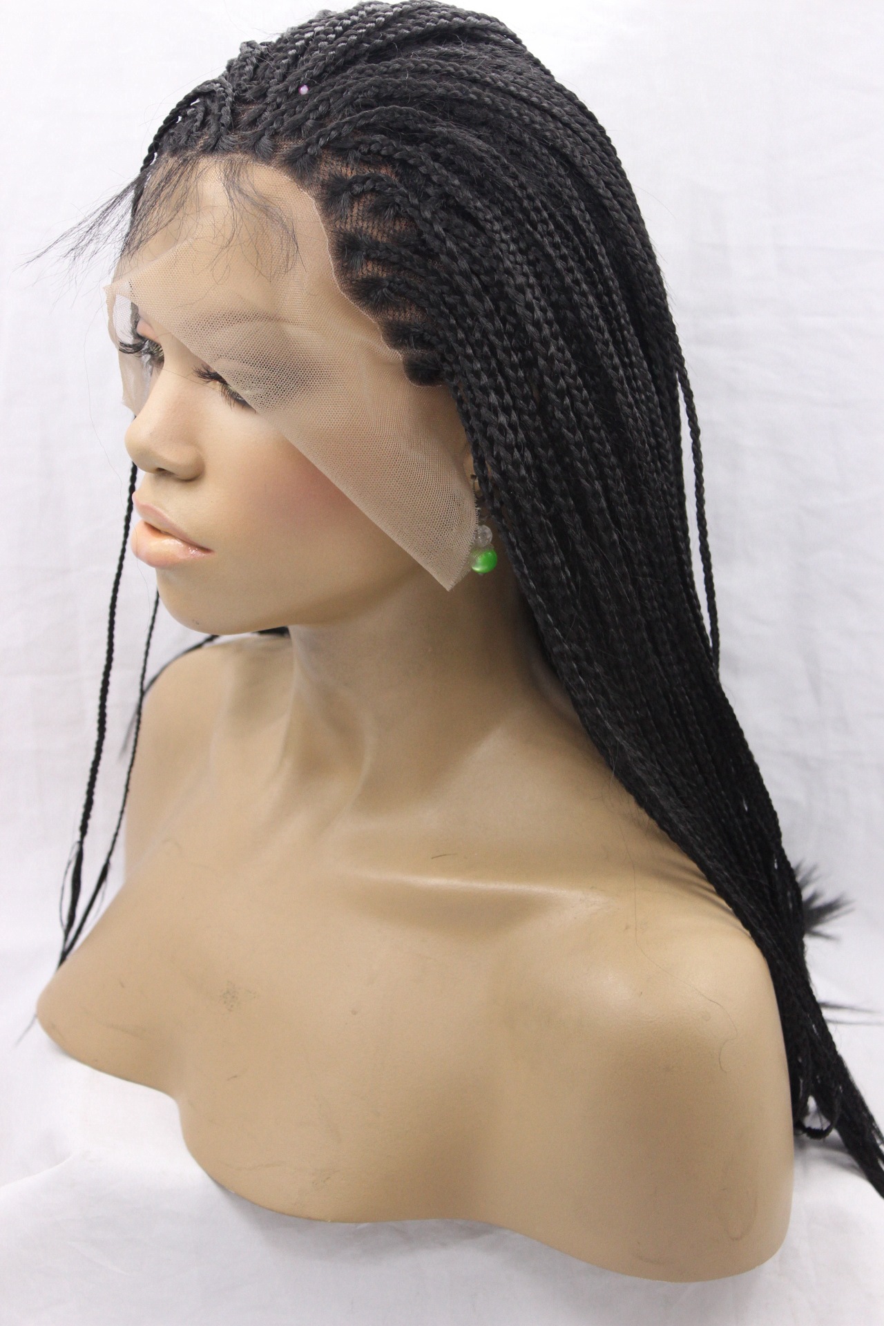 Black Braided Lace Front Synthetic Wig Image 2