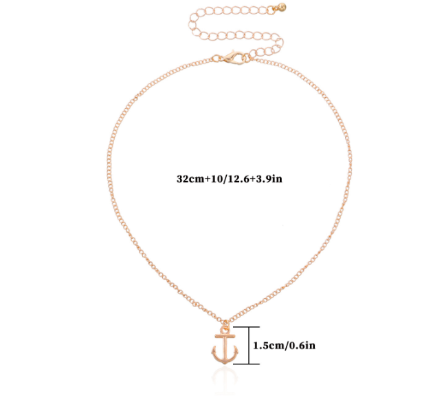 Anchor Shaped Cross Necklace - Silver