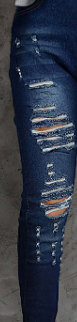 Blue Ripped Skinny Jeans - Back View