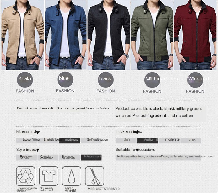 Casual Men's Jacket Army Green