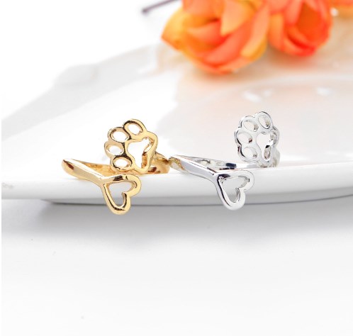 Open Cat Paw Ring in Silver
