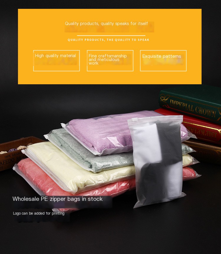 EVA frosted zipper bag packaging bag plastic warning zipper bag garment bag spot printed logo frosted bag