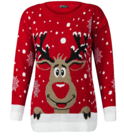 Christmas Antlers Cute Print Crew Neck Sweater Image 2