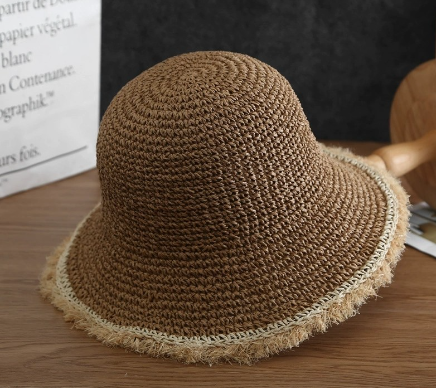 Handmade Crochet Sun Protection Hat Beige