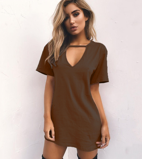V Short Sleeve T-Shirt Dress Image 2