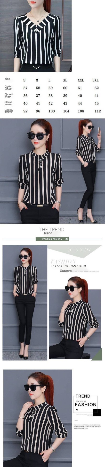 Chiffon Long Sleeve Striped Shirt