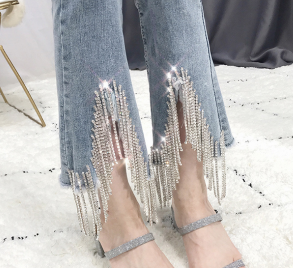 Fringe Chain Bell Bottom Pants Image 3