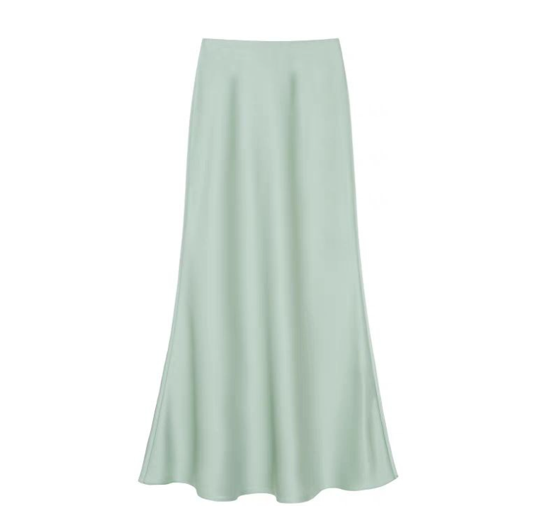 High Waisted Silk Satin Midi Skirt Image 2