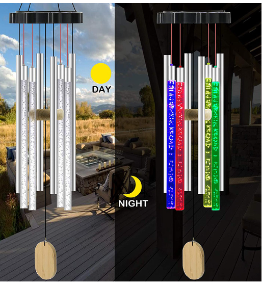 Solar Powered LED Windchimes - Waterproof Wind Chimes for Garden, Patio, Yard and Home Decor image