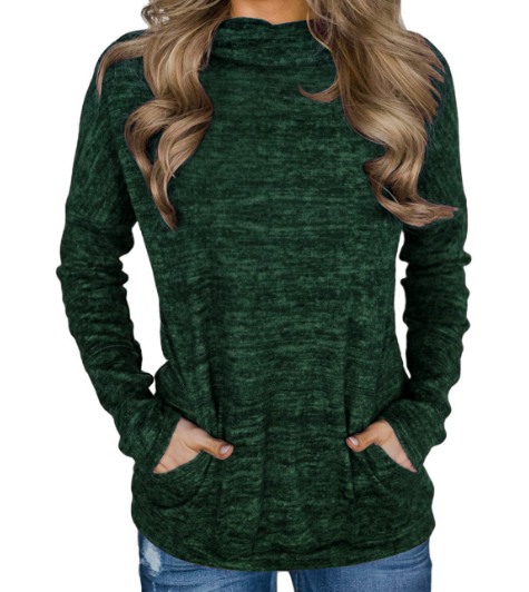 High Neck Long Sleeve Collage Pocket Blouse