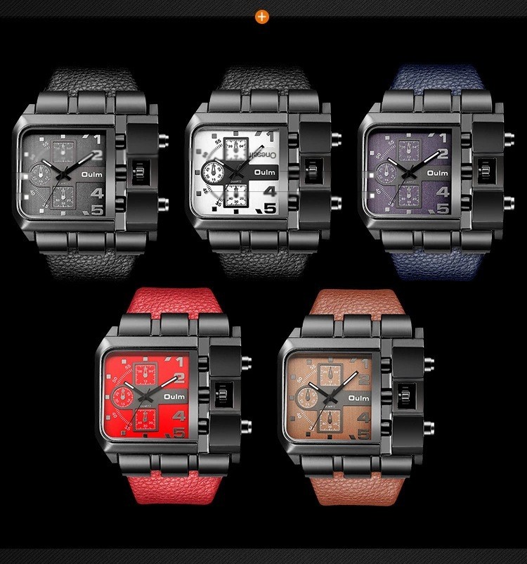 Oulm Big Dial Watch - Dark Brown Color