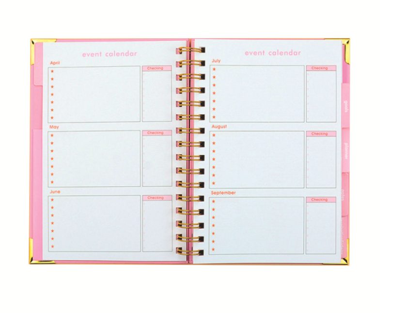 Inside pages of A5 Agenda Planning Notebook