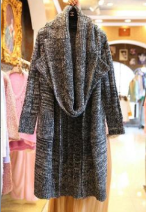 Long Knit Cardigan with Scarf