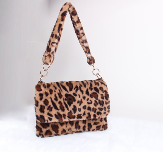 Plush Wallet Leopard Print Dark Brown