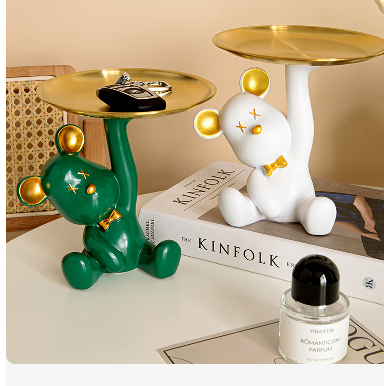 Cartoon Bear Key Storage Tray in Orange