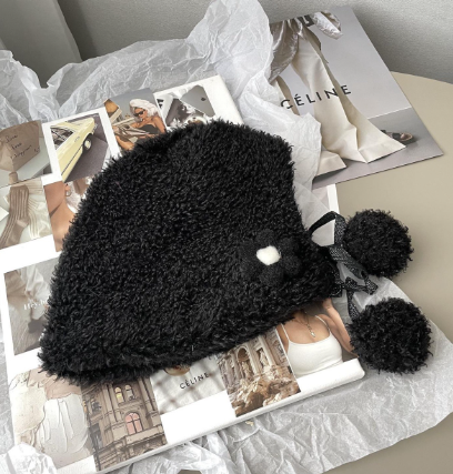 Small Flower Plush Lei Feng Hat - All Colors