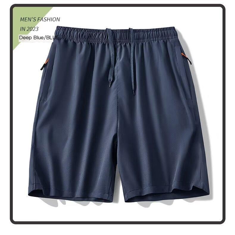 Men's Shorts Summer New Cross-border Ice-cool Four-sided Elastic Outer Wear Pants Casual Sports Pants Ice Silk Beach Pants
