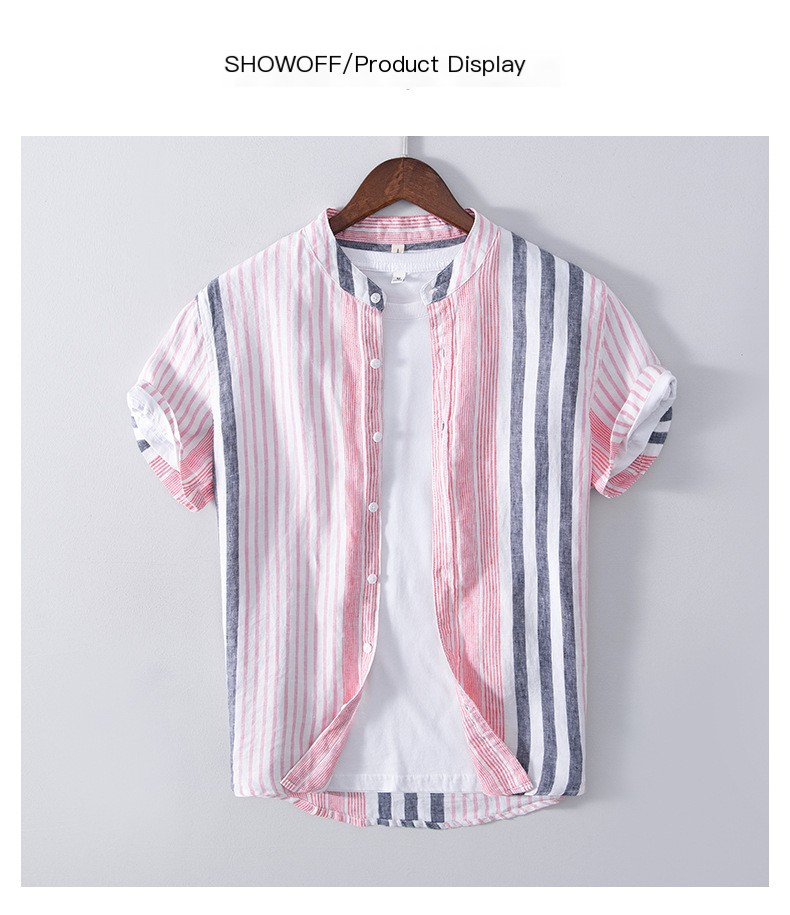 Summer Short-Sleeve Striped Shirt Image 2
