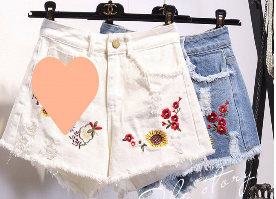 Rose White Distressed Denim Shorts - Image 3