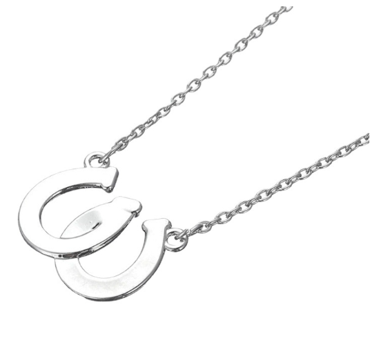 Double U-Shaped Black and White Horseshoe Necklace Image 2