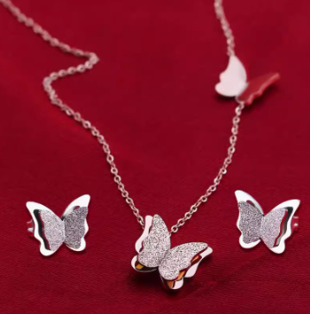 Butterfly Jewelry Set in Rose