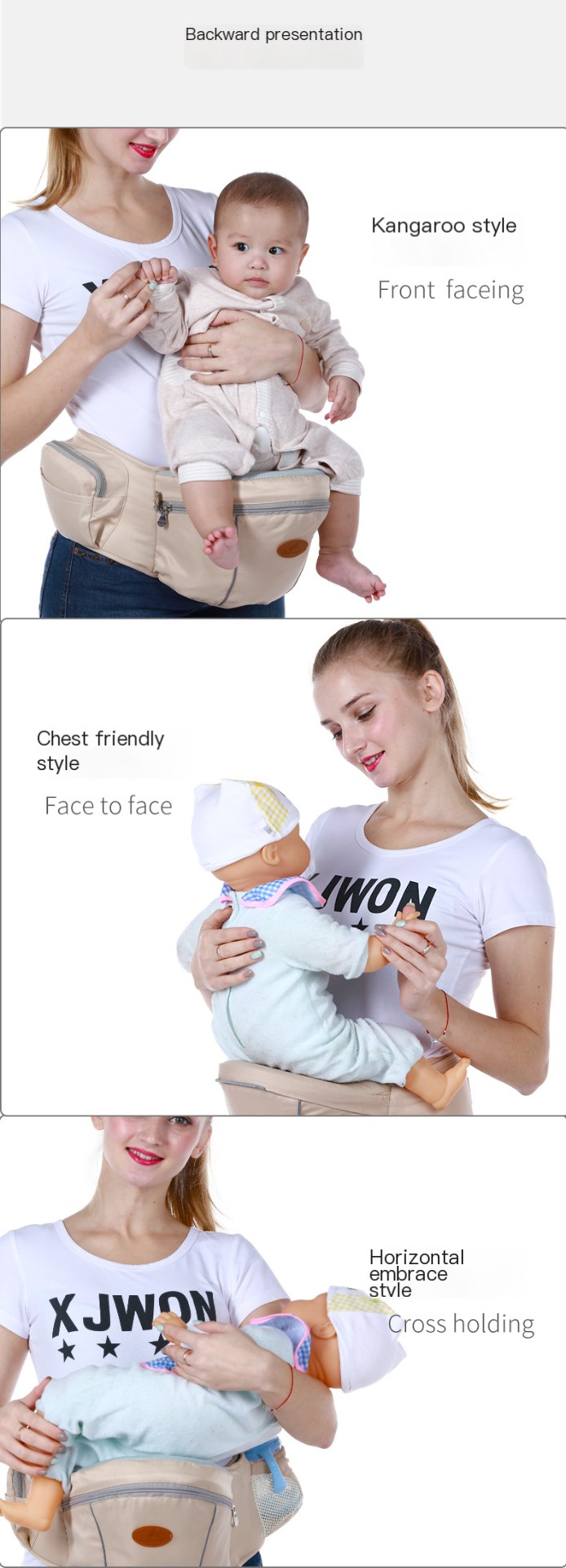 Jiabeixing Multi-functional Baby Strap Storage Single Stool Baby Waist Stool Holding Belt Maternal and Infant Supplies Substitute Hair Holding Baby Artifact