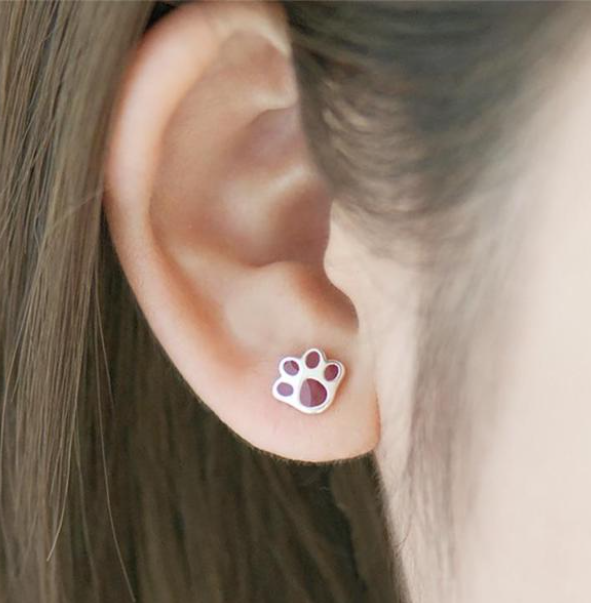 Red Cat Claw Stud Earrings