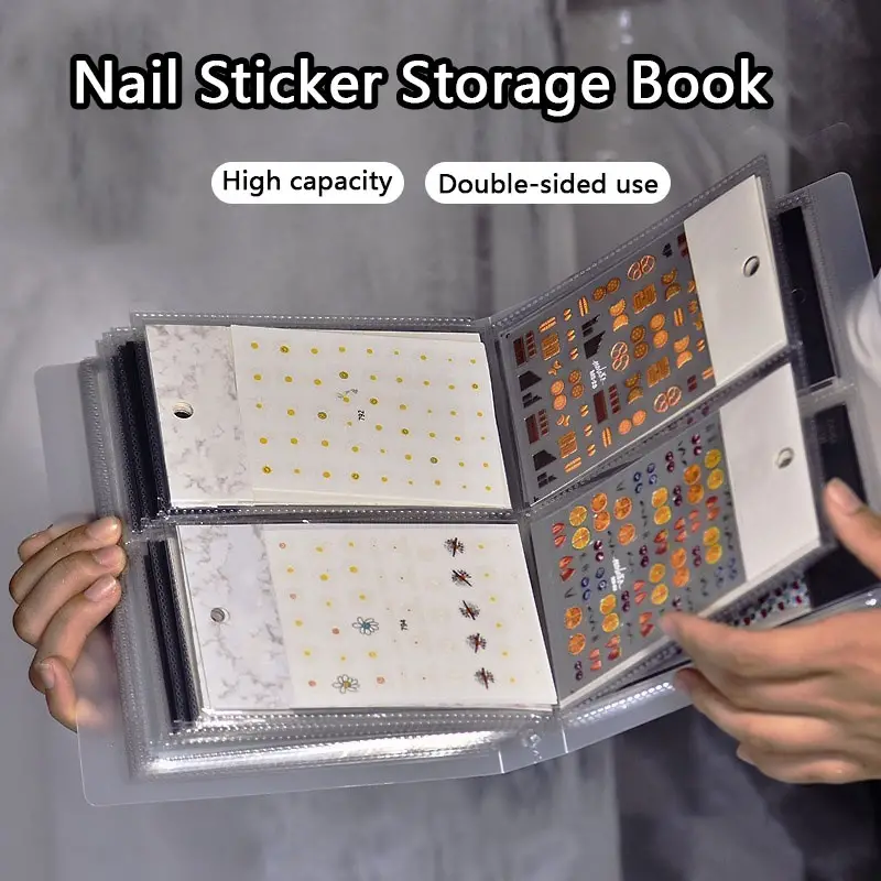 1pc Nail Sticker, Album Storage Holder Double-sided Use High Capacity 80 Sheets Nail Art Display Book Container Tool Nail Album, Household Items image