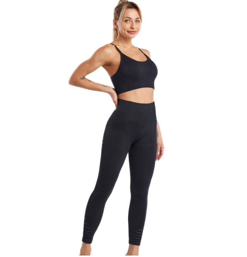 Hollow Mesh Splicing Leggings - Image 1