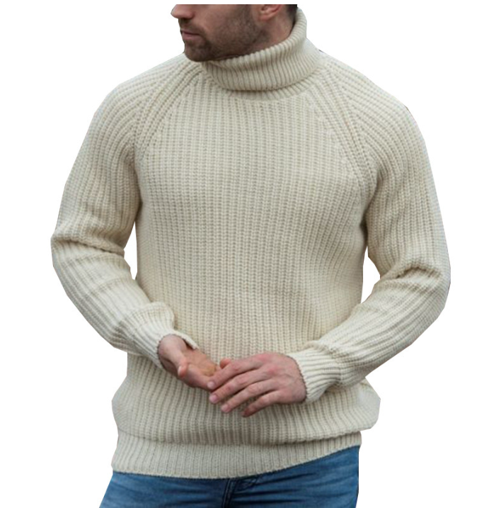 Men's High Collar Sweater - Back View