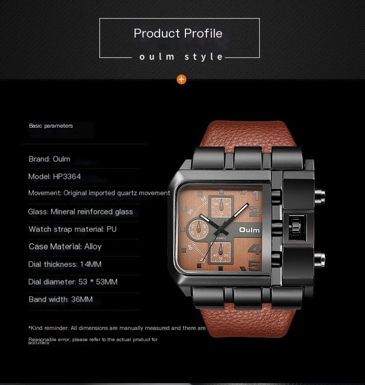 Oulm Big Dial Watch - Blue Color